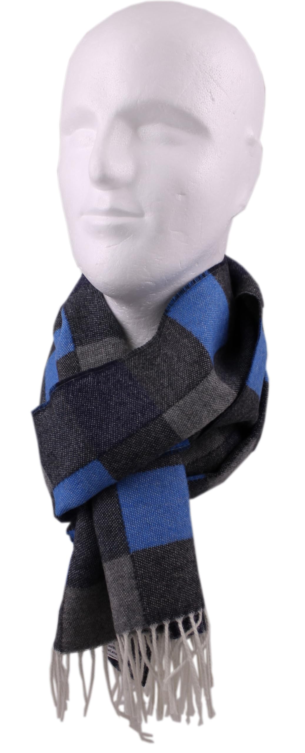 Sciarpa di lana da uomo, sciarpa invernale a quadri, colore blu antacite, 100% lana, Made in Germany, Arancione/Marrone, 180 x 37 cm