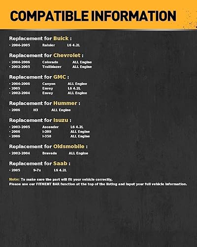 KAC Motor de arranque compatible con Chevy Trailblazer 2002 2003 2004 2005 4.2L 6490, repuesto de piezas de automóvil