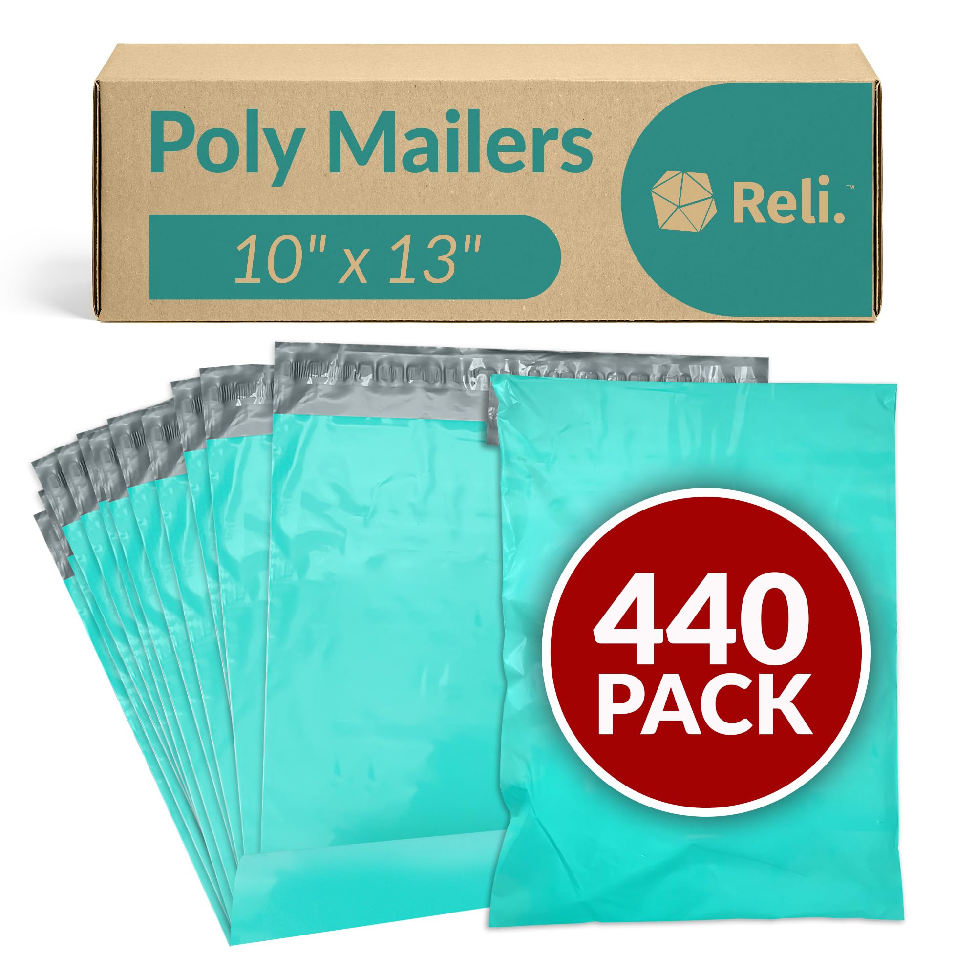 Enveloppes d'expédition en polyéthylène 25,4 x 33 cm – 400 cspk – Bleu sarcelle