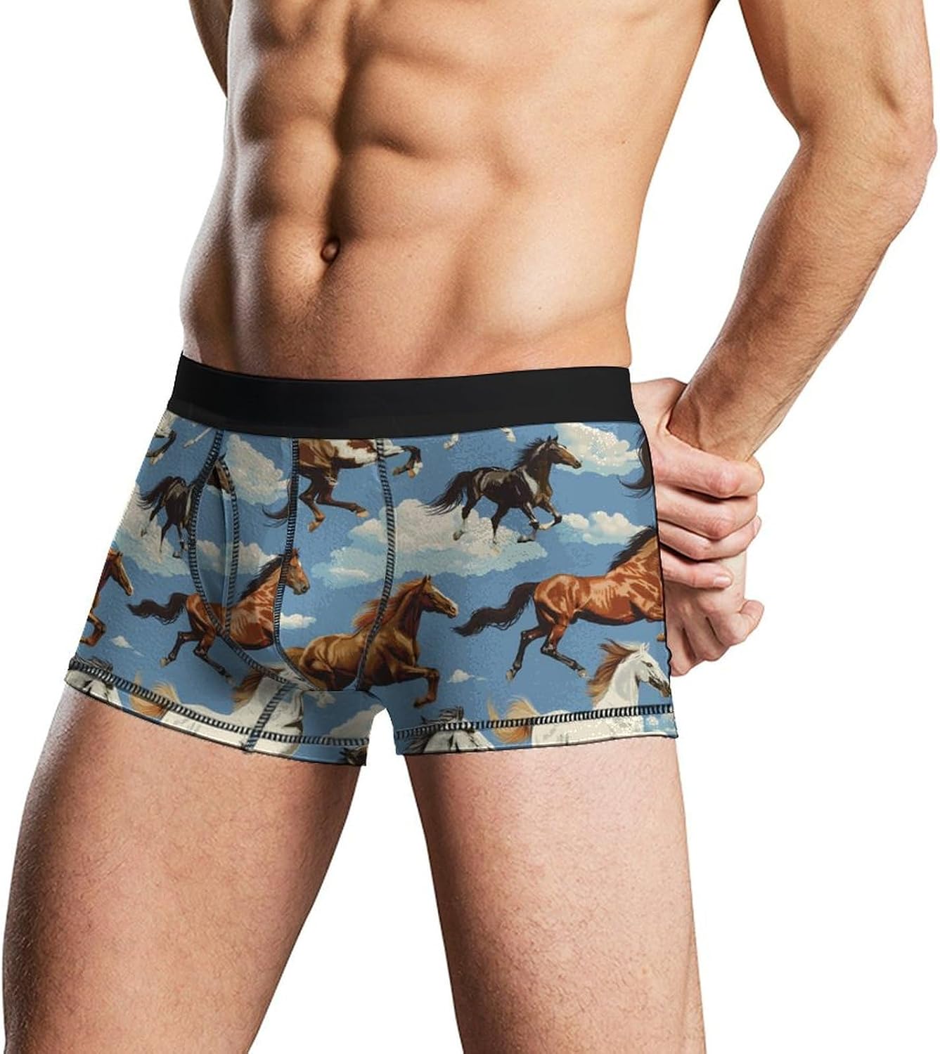 Various Horse Racing Novelty Men's Trunks Soft Breathable Underwear Patterned Stretch Briefs