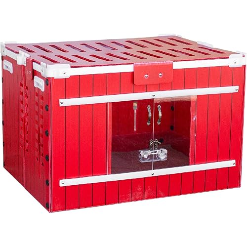 RentACoop Little Red Barn Chick Brooder | Durable, Lightweight, Easy-Clean, Multipurpose | with Absorbent Hatchling Liners, Jute Liners, LED Light, Security Latch