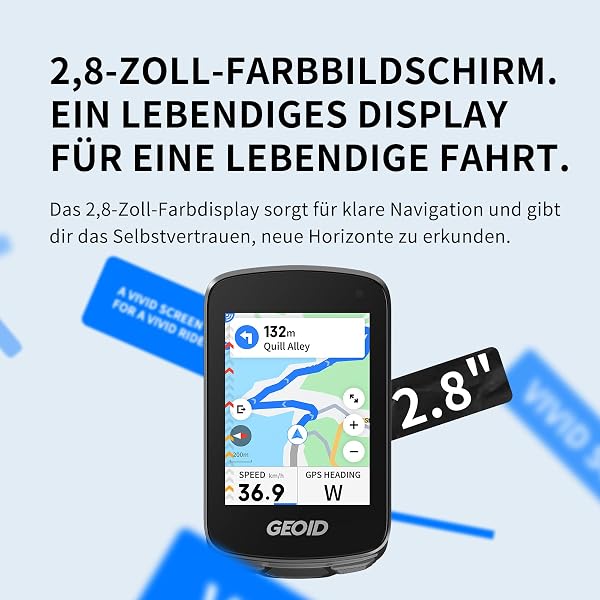 GEOID CC700 Pro GPS Fahrradcomputer mit 2,8 Zoll Touchscreen Farbbildschirm â Kabelloser Fahrradtacho mit Karten-Navigation, ANT+ & Bluetooth, IPX7 wasserdicht, 15-25 Std. Akkulaufzeit - 2
