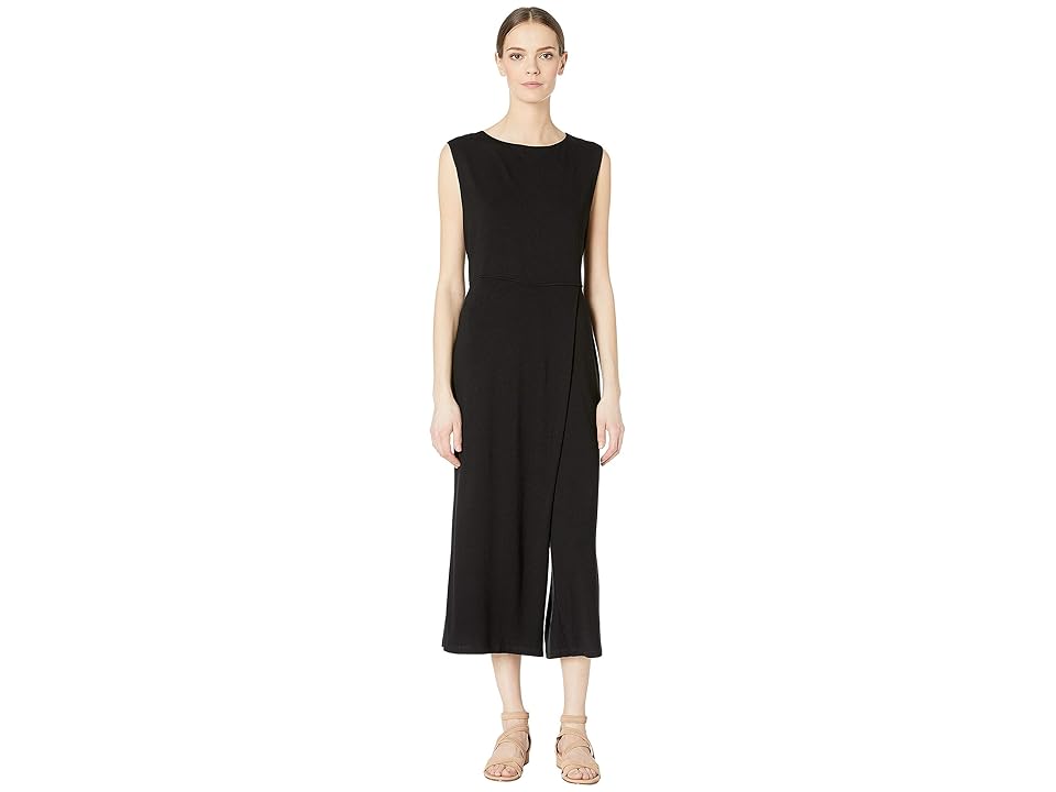 

Eileen Fisher Bateau Neck Wrap Jumpsuit (Black) Women's Jumpsuit & Rompers One Piece