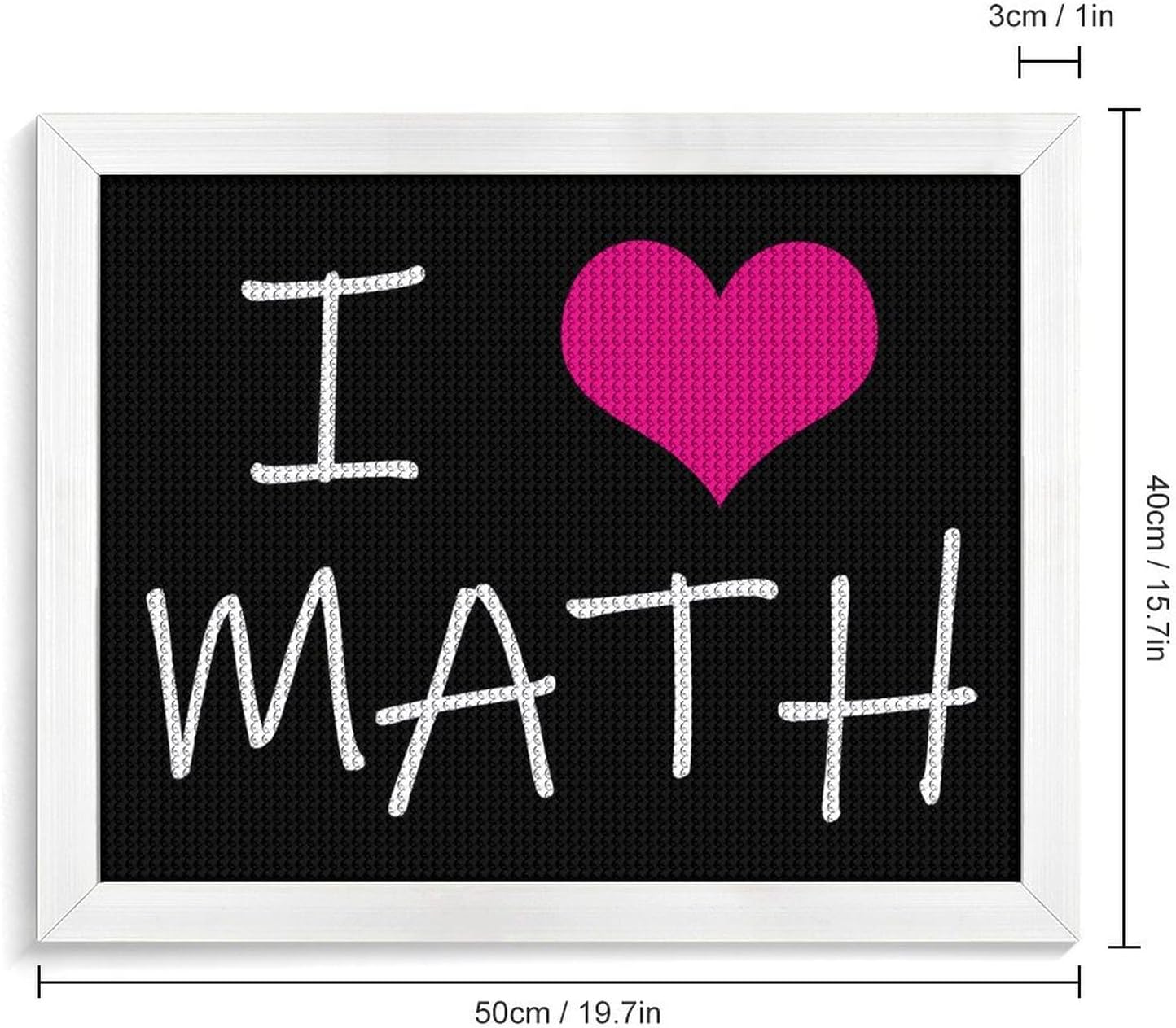 I Love Math Printed Diamond 5D Painting Kit 16x20in DIY Full Drill Craft with Tools for Home Wall Decor Gift White Wood 50 * 40cm