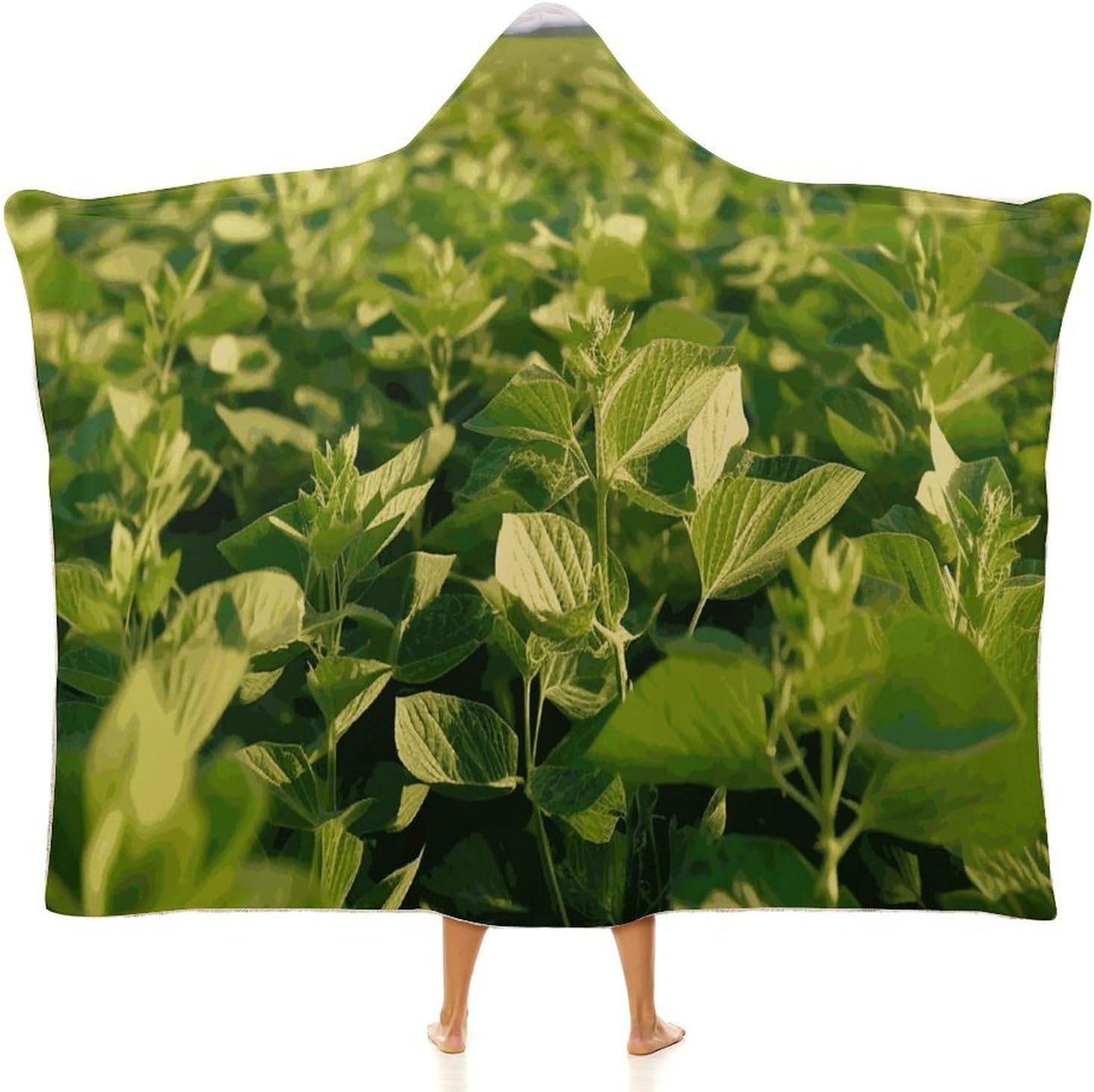 Soybean Field Wearable Fleece Blanket with Hood for Men & Women Oversized Hoodie Blanket Soft Cozy Gift-