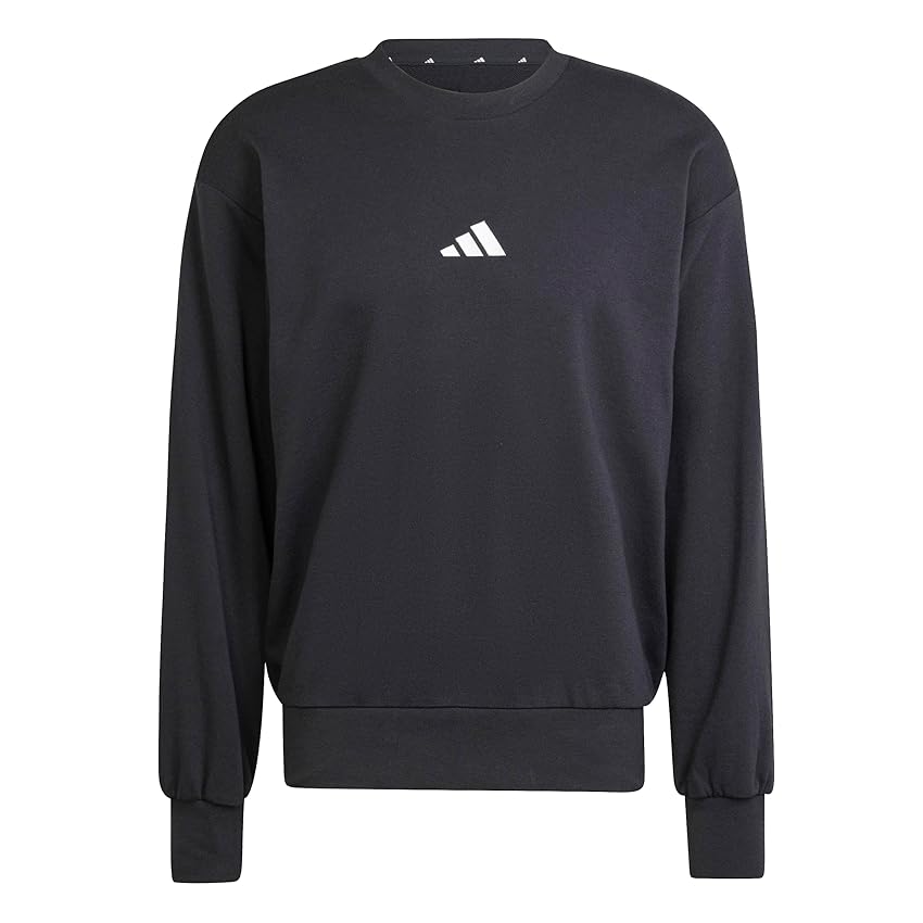 adidas Uomo Essentials FEELCOZY French Terry Sweatshirt, Black/White, L