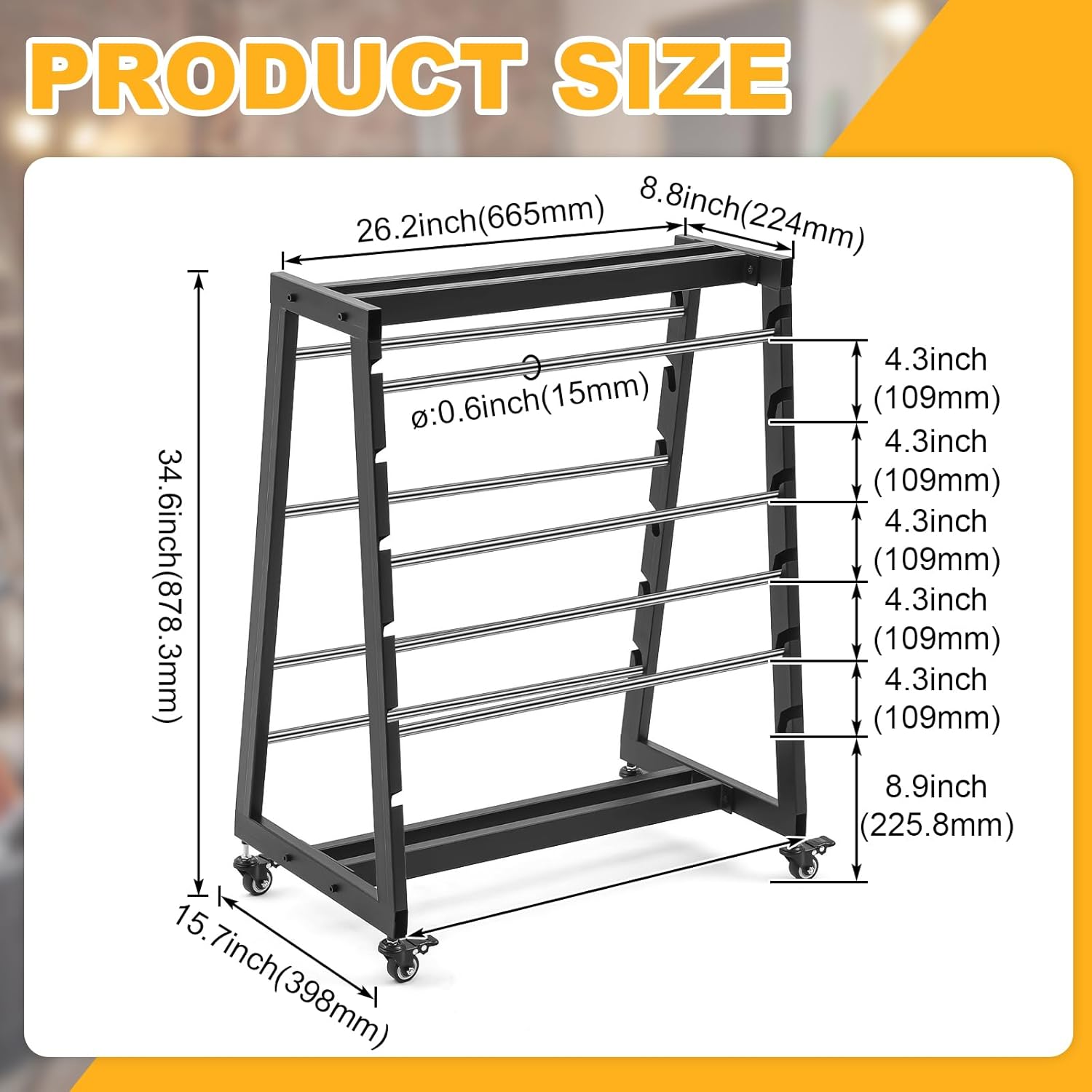 LEIFIDE Heavy Duty 8 Rod Wire Spool Rack with Locking Wheels 400 lb Capacity Cable Dispenser for Electrical, Industrial and Retail Use, Adjustable Stainless Steel Rods, Mobile Wire Holder Organizer