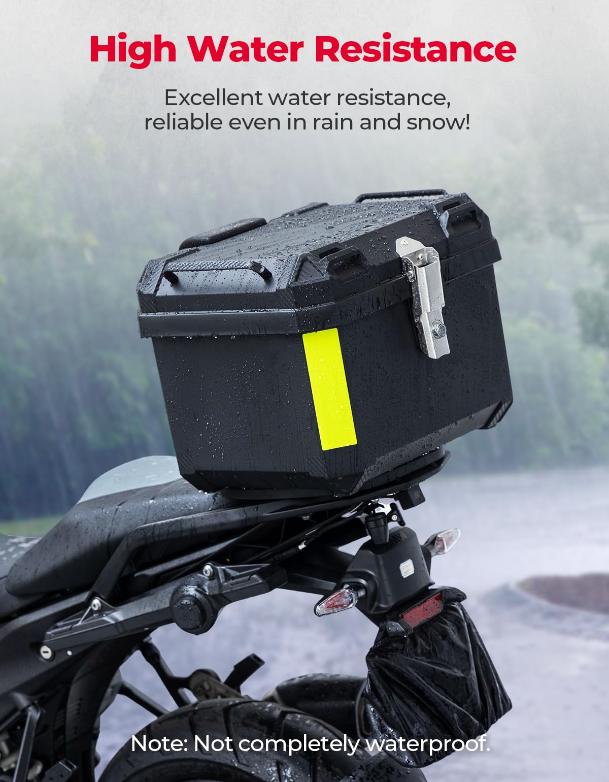 KEMIMOTO Motorrad Top-case 45L, Universeller Motorradkoffer für alle Motorräder, Wasserdichter und Abnehmbarer Motorrad-Heckkoffer mit Schloss & Rückenpolster, Schwarz