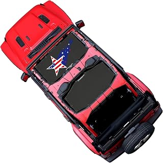Shadeidea JL Top Sun Shade Compatible with Jeep Wrangler JLU 4 Door Sunshade, Front & Rear -(Black Mesh Screen Sunblock Cover, NO Faded Stars, 2018-Current), UV Blocker -10 Years Lasting