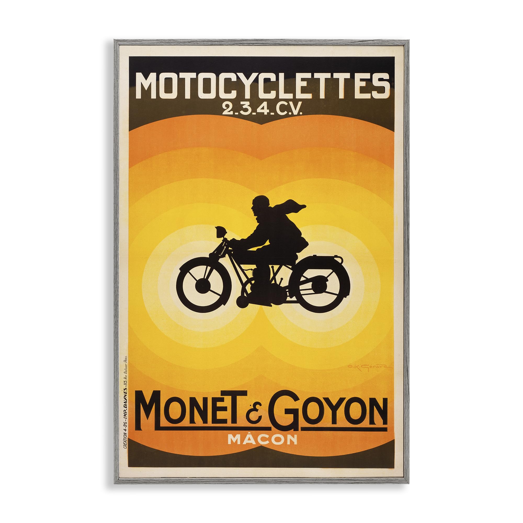 Stupell Industries Vintage Motorcycle Advertisement Gray Framed Giclee Art, design by Marcus Jules, 16 x 24