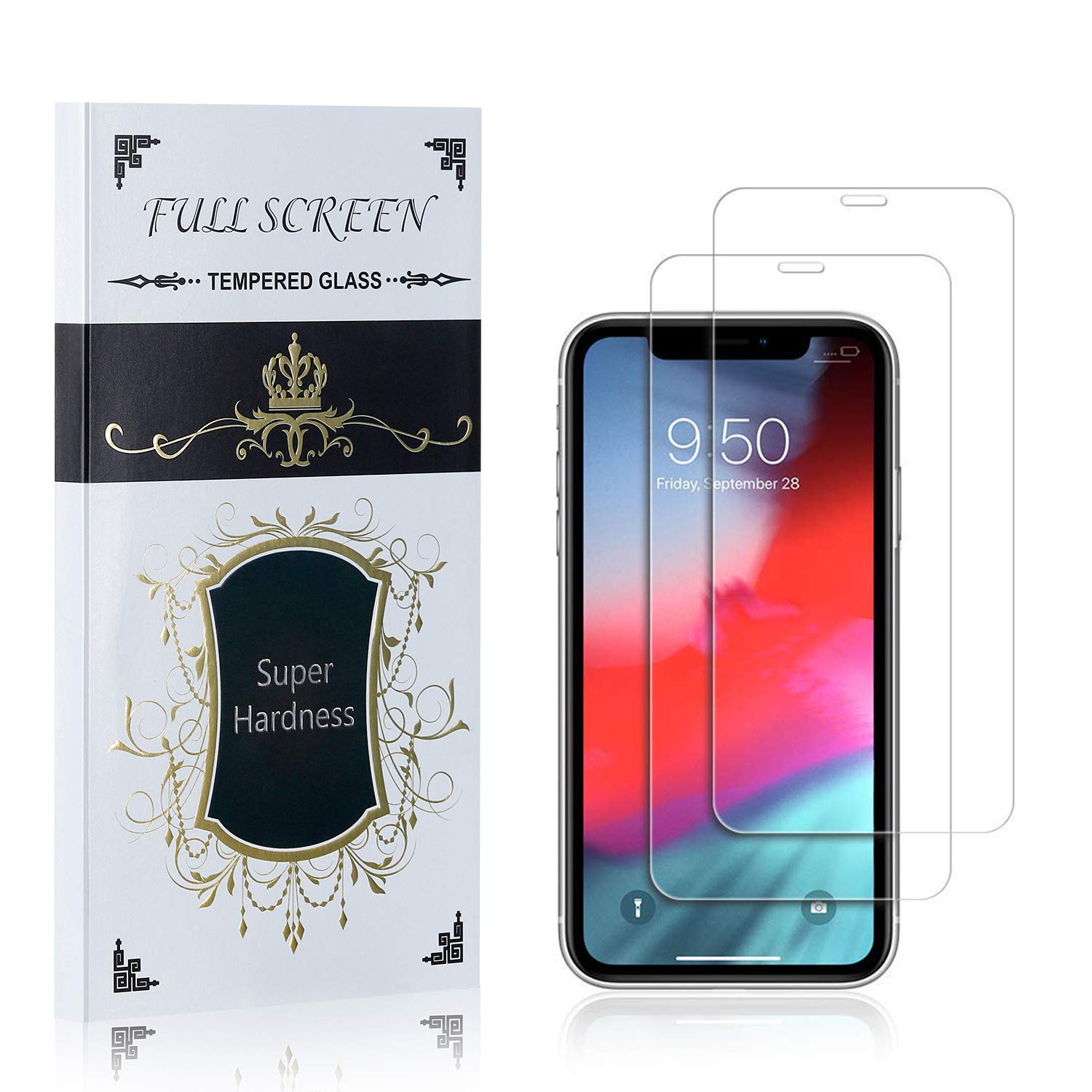 Bear Village 9H Screen Protector for iPhone XR, Anti Scratch Bubble Free HD Tempered Glass Screen Protector Film for iPhone XR, 2 Pack