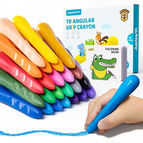 JUPITEARTH 24 Colors Crayons for Kids Ages 4-8 with Coloring
