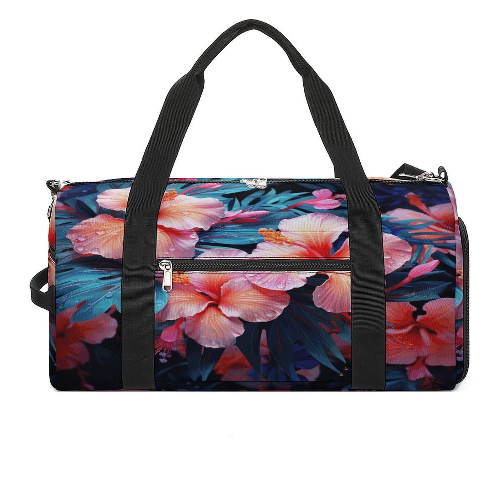 Turnbeutel für Damen und Herren, tropische Blumen, wiederverwendbar, Turnbeutel mit Schuhfach, Stil, Einheitsgröße, modern, Stil:, Einheitsgröße, Modern