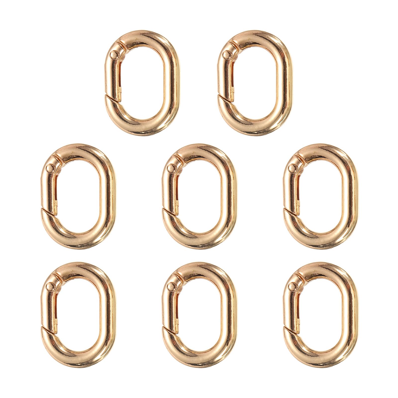 Generic 8pcs Spring O Ring Clip, Metal Spring Clasp Key Ring, Rounded Rectangle Keychain Snap Buckle Accessories for Purse Shoulder Bag Lanyard Leather DIY Crafts, Gold, Small