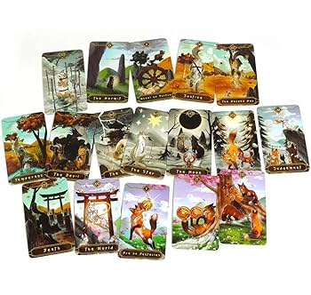 【貴重なタロット✨】レア　海外クリエイター直輸入カード　　キツネ　動物デザイン 新品未使用】季節ごとのキツネの景色タロットカード 可愛い神
