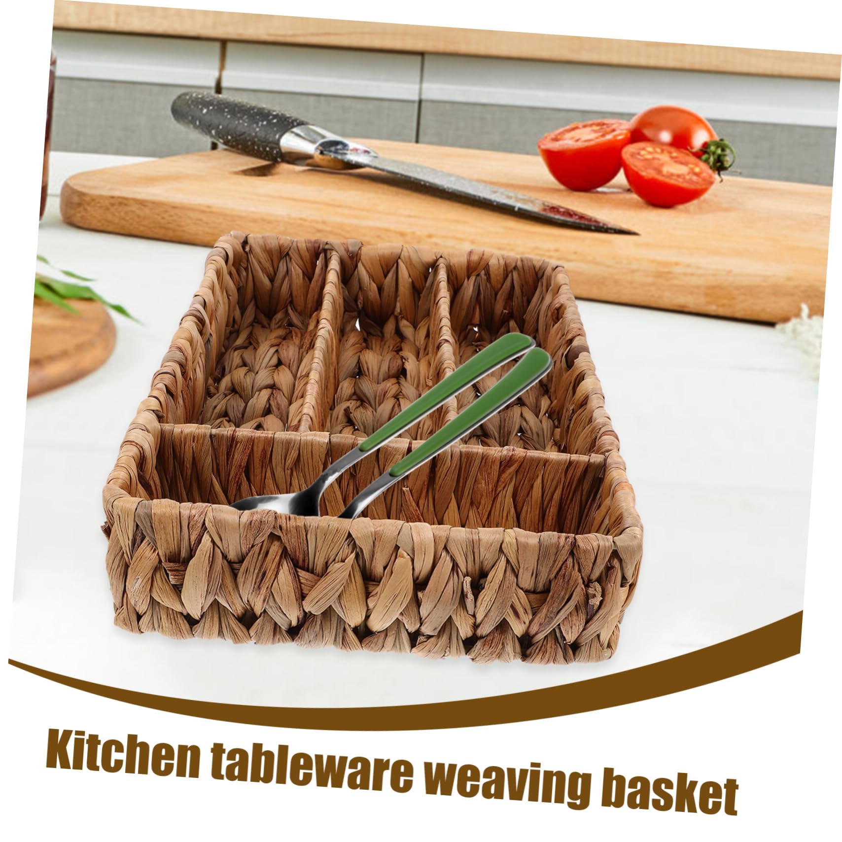 Zerodeko Cesta Para Cubiertos De Cestas De Mimbre Para Servir Organizador De Cubiertos De Mimbre Soporte Para Cubiertos Bandeja De Utensilios Cámping Cesta De Almacenamiento Planchar