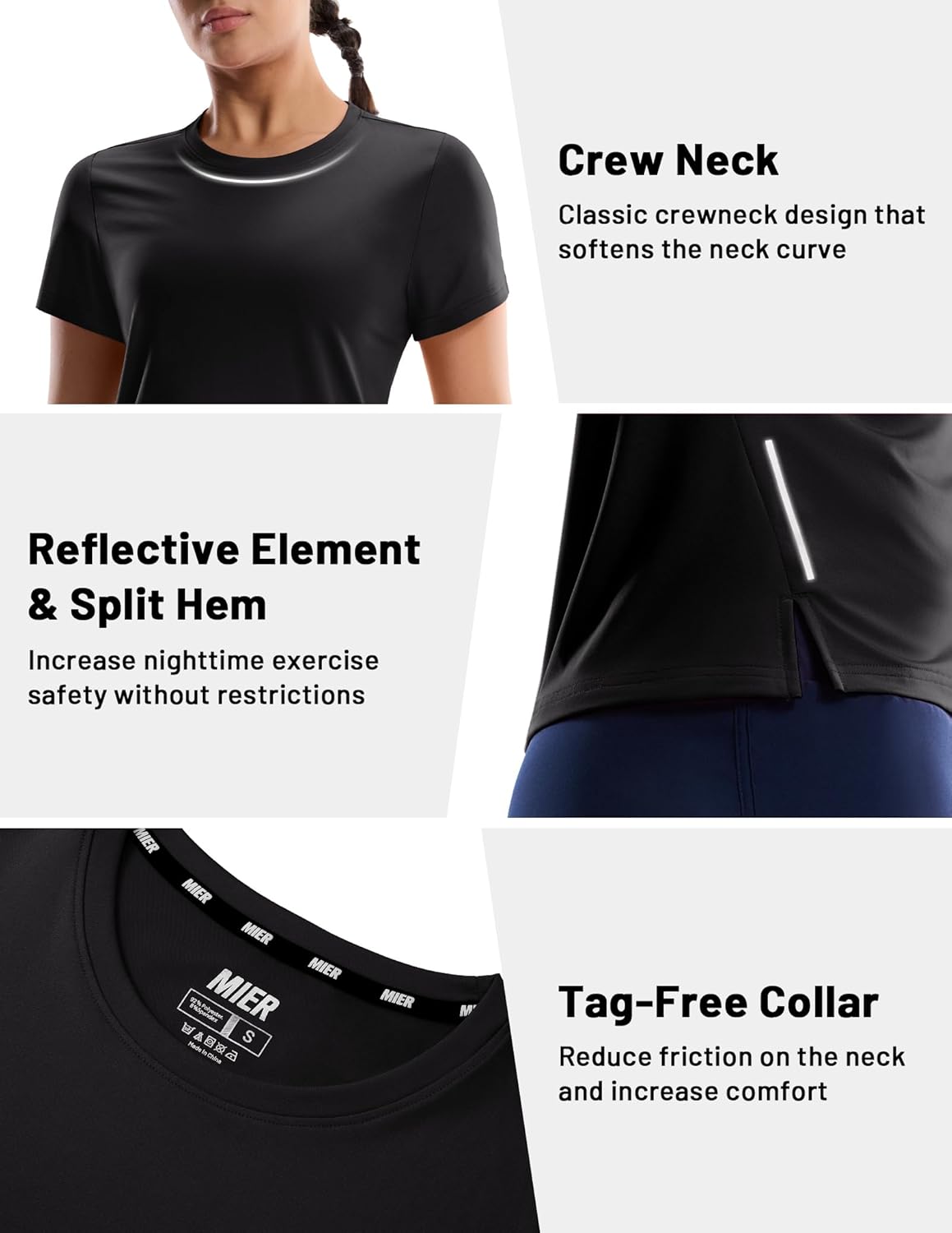 MIER Short Sleeve COOL MAX Running Shirts for Women, Moisture Wicking & Quick Dry Workout Athletic T-Shirt, Crew Neck Gym Top - Image 5
