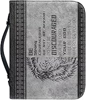 Vista 1 de Bolsas de cuero para iglesia, funda de Biblia gris león, bolsa protectora de la Biblia de poliuretano, funda de transporte portátil con asa