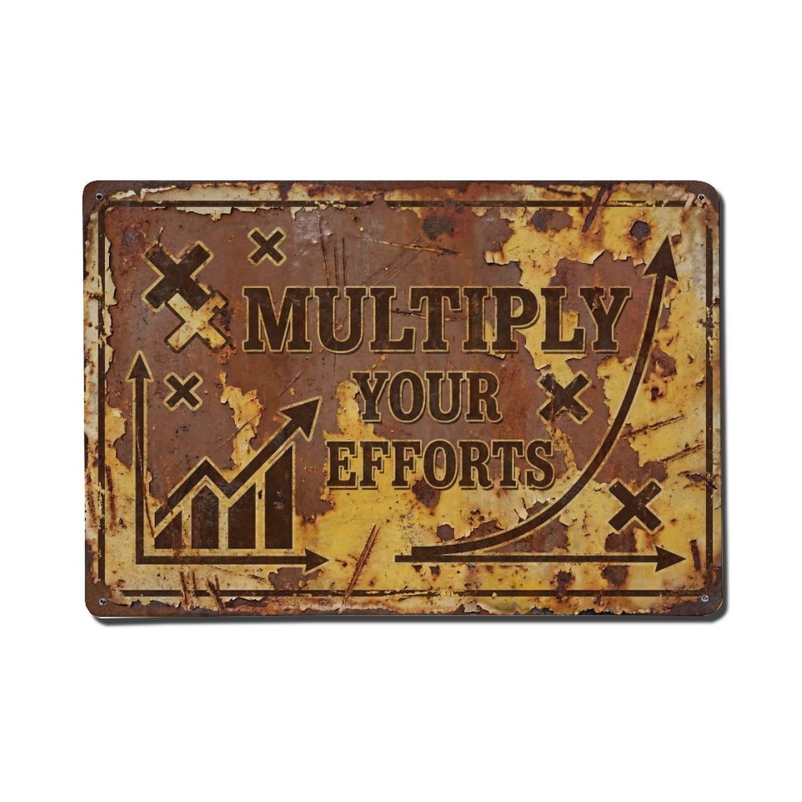 Multiply Your Efforts Productivity Retro Motivational Slogans Metal Tin Sign Plaque Wall Decor for Cafe, Club Bar, Office, Home Garden Metal Poster 8x12Inch