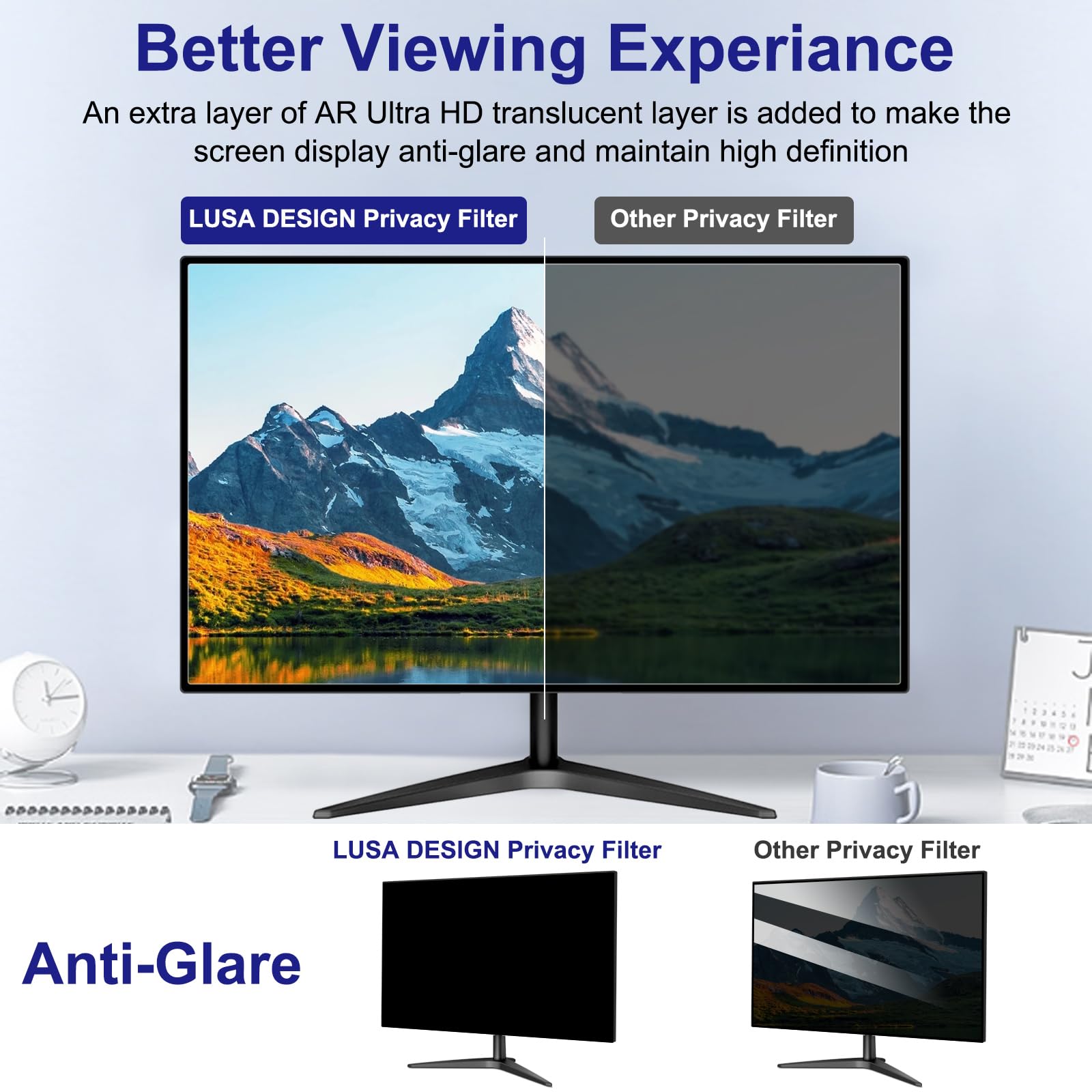 Filtro privacy per monitor del computer da 19 pollici per proporzioni 5:4, protezione degli occhi anti riflesso della luce blu, oscurante rimovibile anti spia desktop protezione filtro