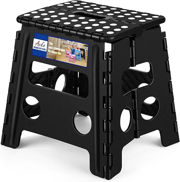 ACKO Folding Step Stool 13 inch Heavy Duty Plastic Foldable Step Stool for Kids and Adults, Small Collapsible Fold Up Stepping Stool 1 Pack