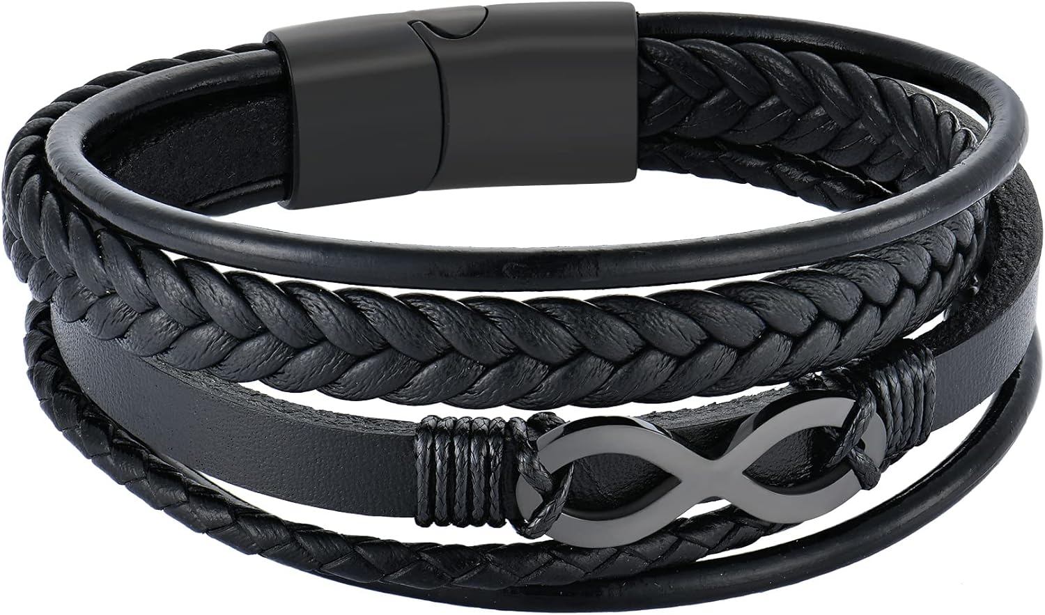 Mens Infinity Bracelet - Premium Leather Bracelet for Men with Stainless Steel Clasp