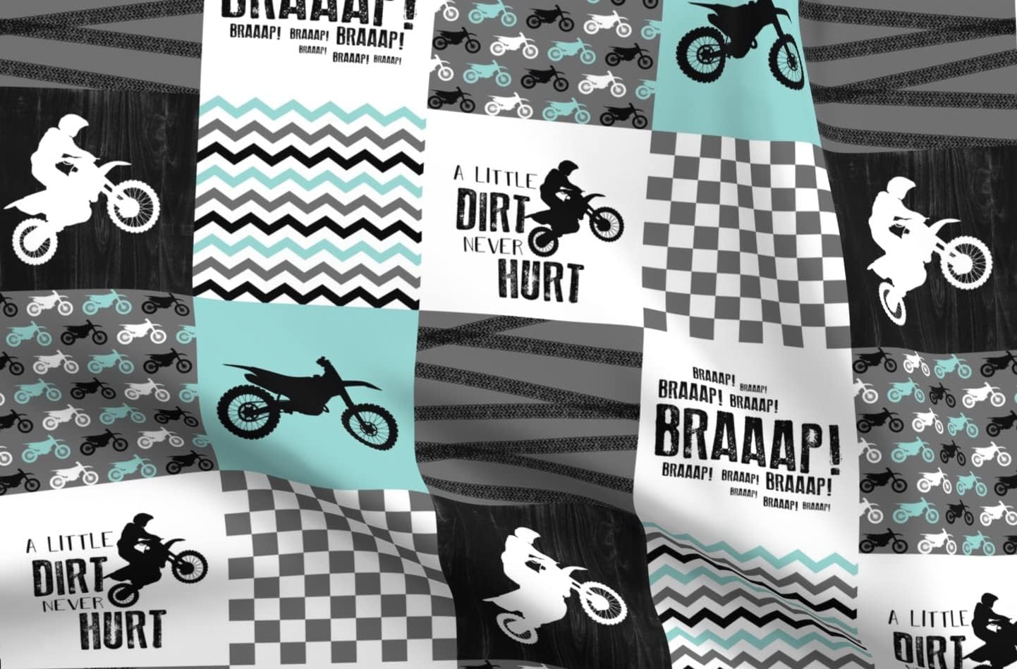 Spoonflower Fabric - Motocross Little Dirt Hurt Wholecloth Cheater Quilt Printed on Minky Fabric by The Yard - Sewing Baby Blankets Quilt Backing Plush