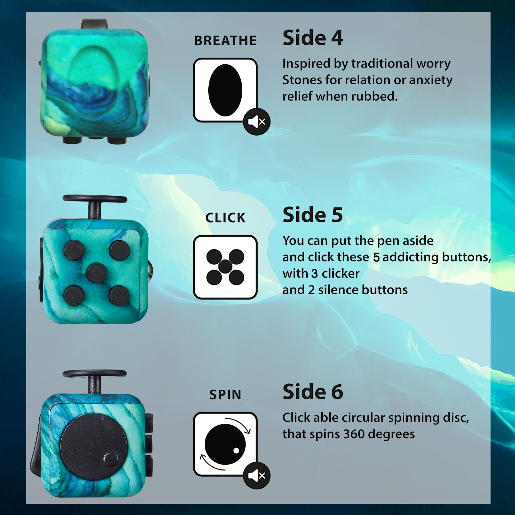 Lubibi Cube Anti-Stress 2 Pièces - Jouet Sensoriel Avec 6 Fonctions Apaisantes