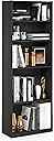 Furinno Jaya Book Shelf, 5-Tier Bookshelf, Bookcase with Adjustable Shelves, 9.5 x 24.5 x 71.2, for Organization and Storage, for Living Room, Bedroom, Home Office, Blackwood