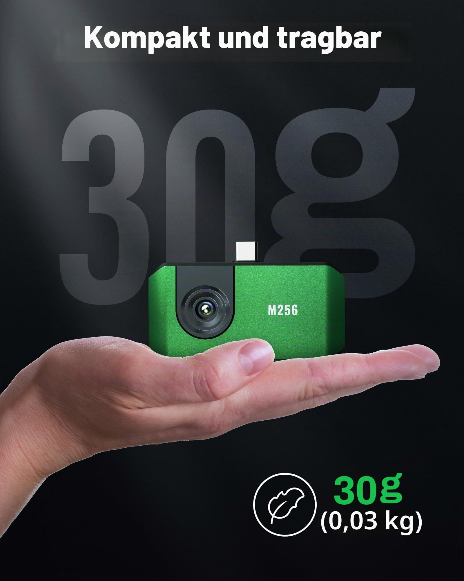 AMPBANK Wärmebildkamera Android, 512x384 TISR IR-Auflösung Wärmebildkameras mit 3D-Analyse, 25Hz Bildwiederholrate, -20℃ bis 450℃ Temperaturbereich, Thermal Camera für Smartphones, Tablets, PC