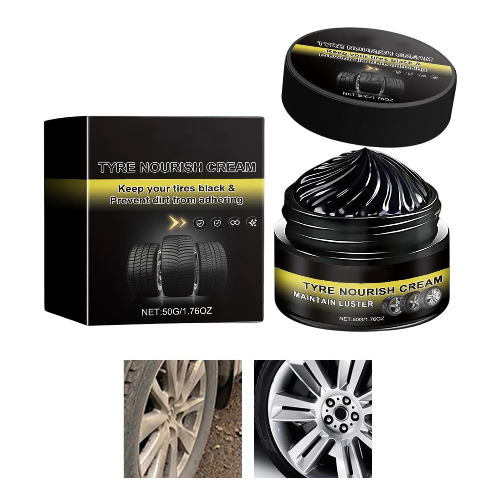 Muiltvoe Tire Polishing Paste | Quick Penetrate Rapid Acting Protection - Black Car Tire Polishing Wax | for Cars Trucks Sedans RVs SUVs Dashboards Seats