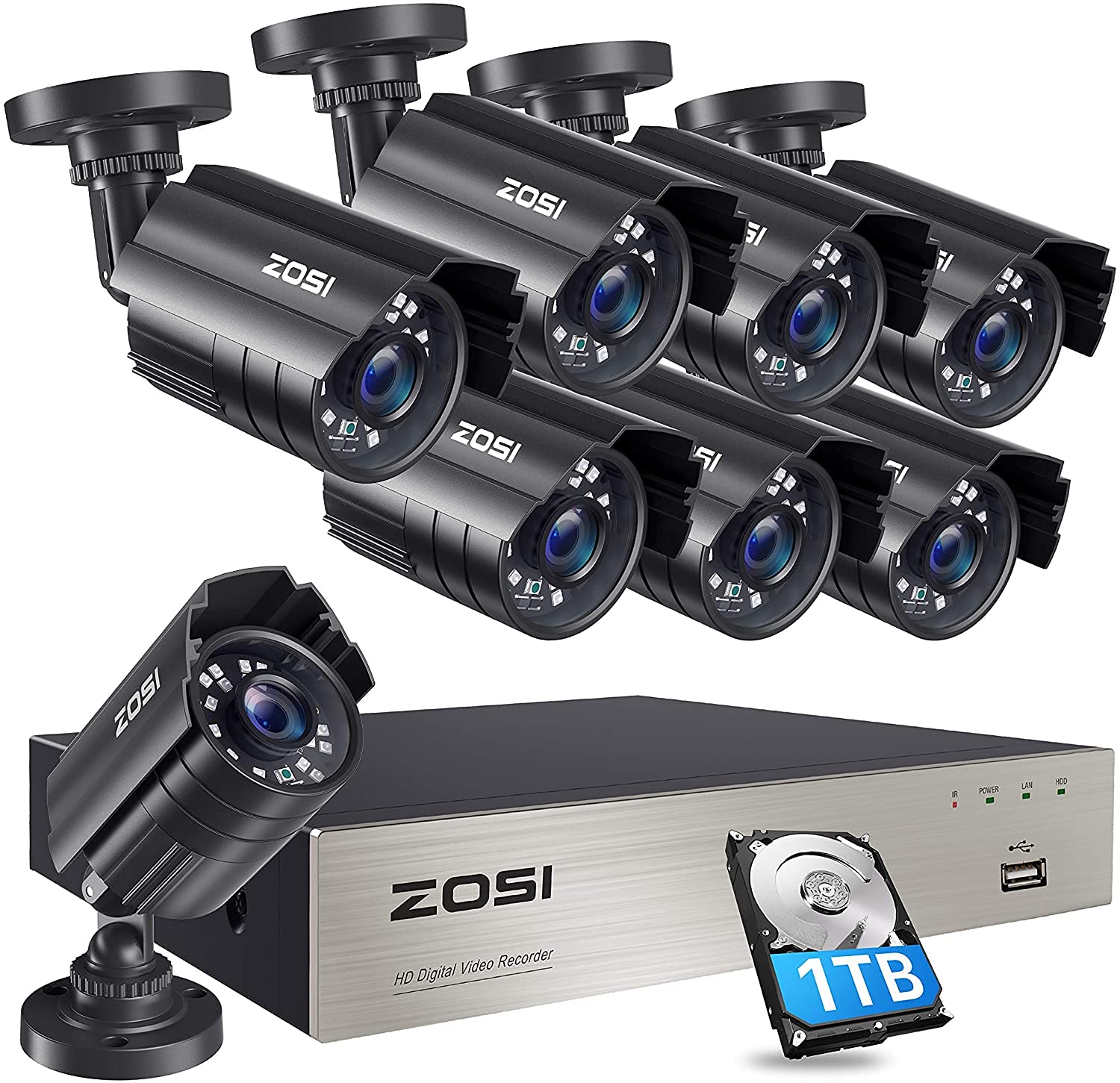 Amazon.com : ZOSI 8CH Security Cameras System,5MP Lite H.265+ 8CH