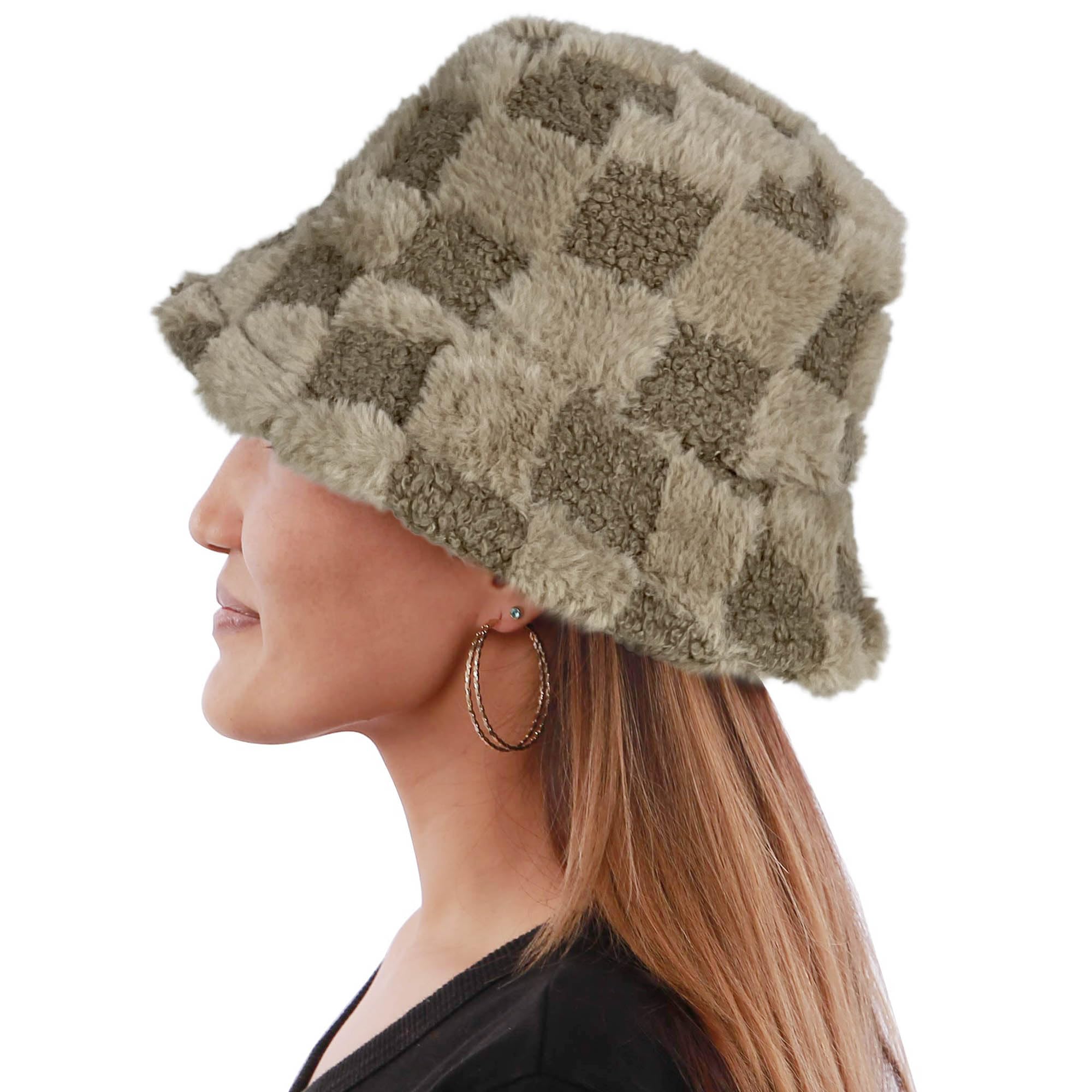 Bucket Hats Fuzzy Sheep Print Women Men Plush Cap Warm Soft Fisherman Hat Adjustable Winter Spring