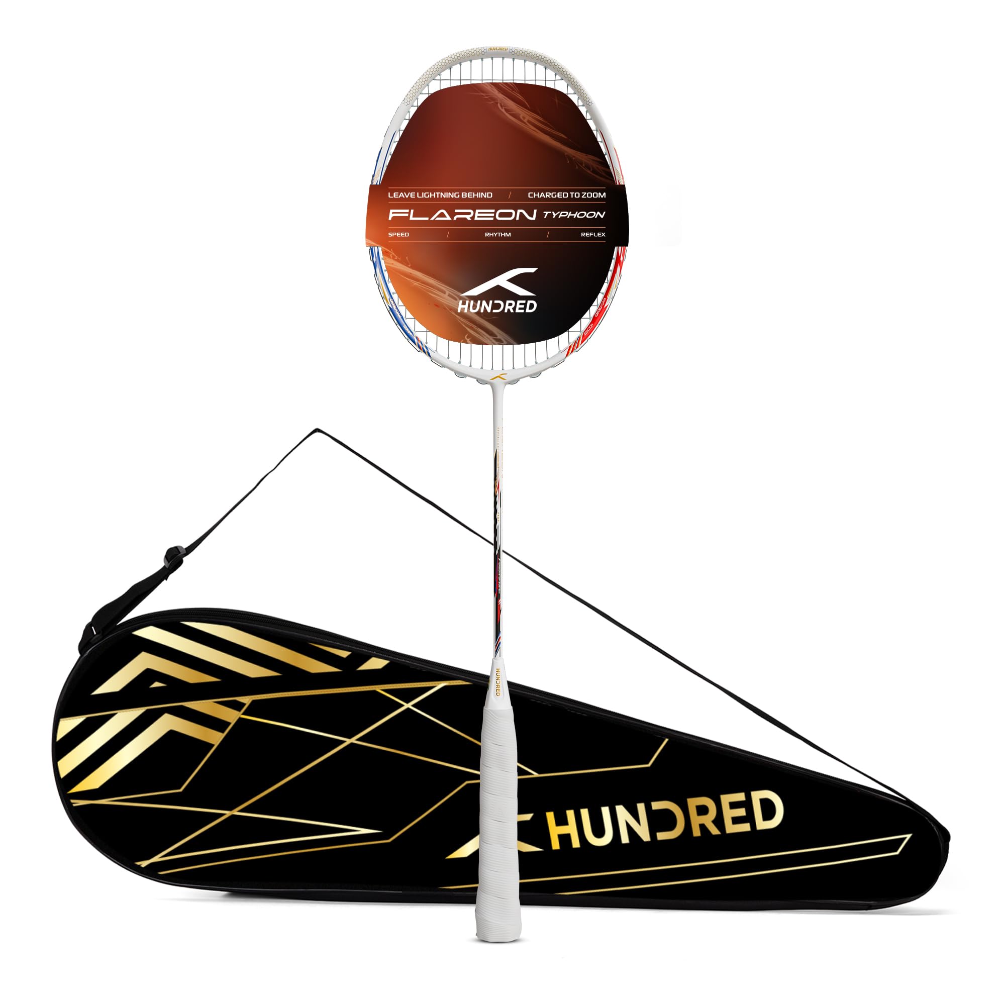 Hundred Flareon Typhoon Badminton Racket with Full Cover | ≤32 lbs | Every Shot: Fast, Fluid & Controlled | Superlight Carbon Fiber | CNTRL Foam | TorsionStop System-picture-22