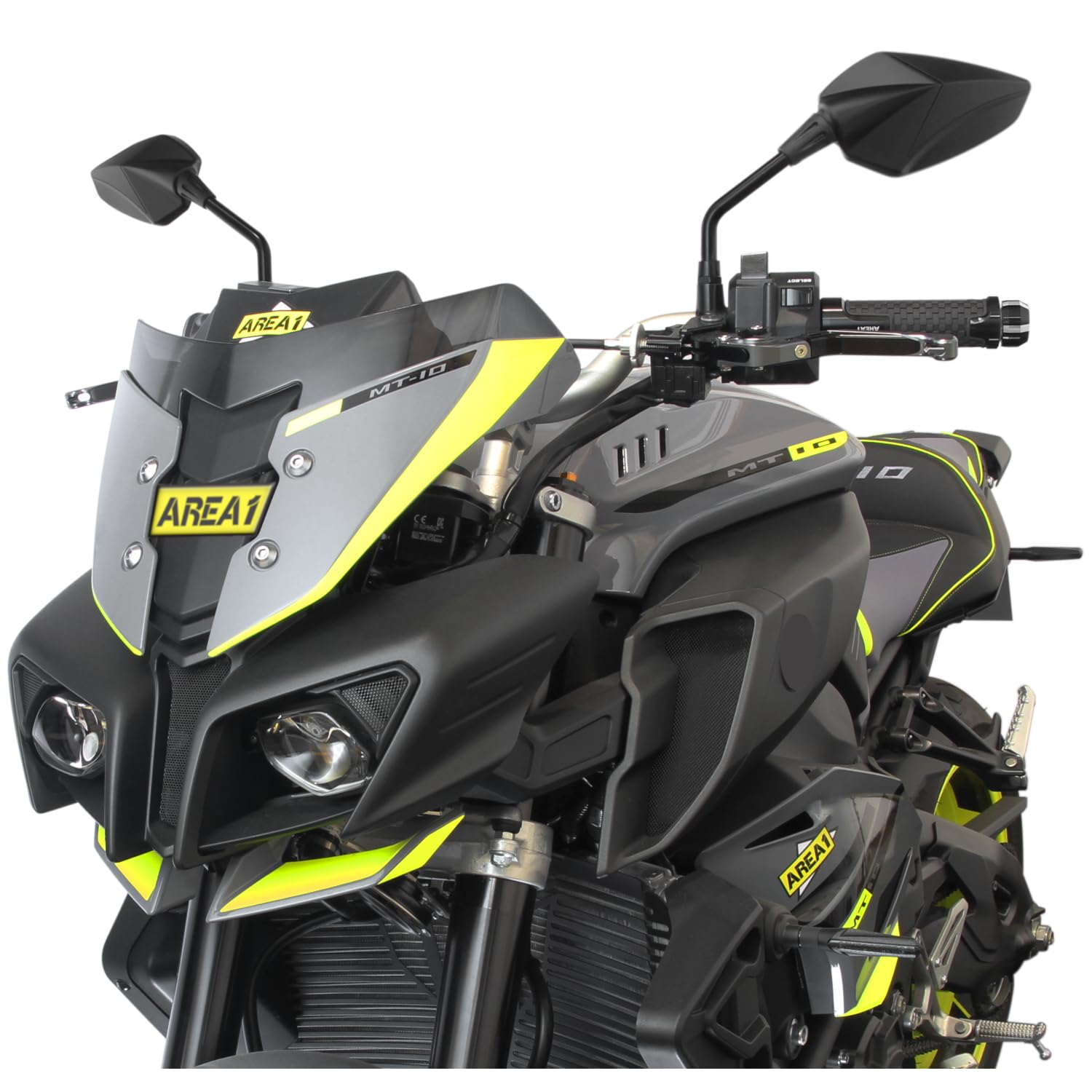Area1 Coppia di specchietti retrovisori di alta qualità, omologati per M10 destra e sinistra, compatibile con MT03 MT07 MT09 MT10 MT125 Tracer XT 1200 Tenere FZ6 FZ8 FZ1 XJ6SP Vmax