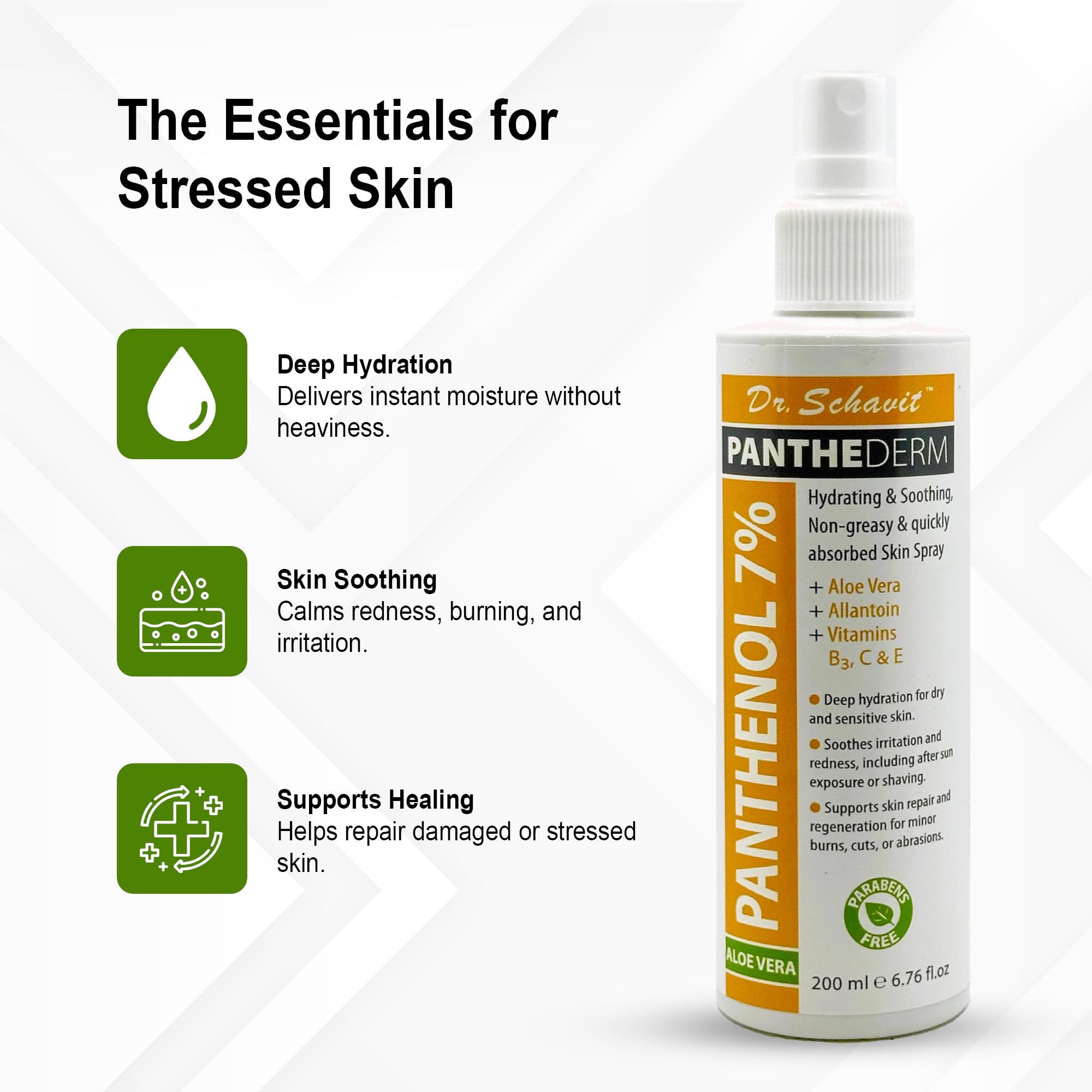 Amazon.com : DR. SCHAVIT PantheDerm Aloe Vera & Panthenol 7% Skin Spray   Hydrating & Soothing Face & Body Mist for Dry, Sensitive, or Irritated Skin   After Sun, Shaving, Burns, Post-Laser,