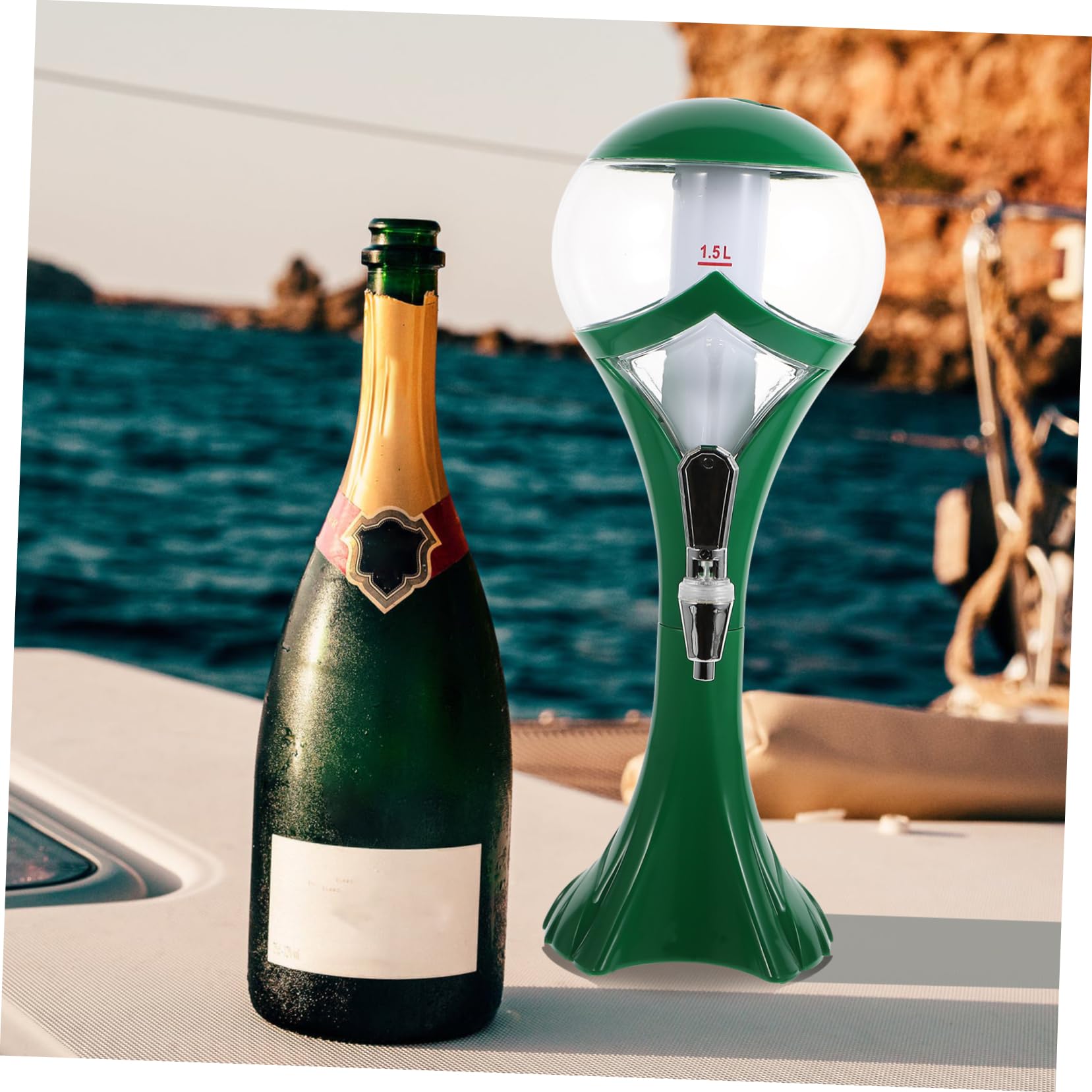 Tour à Bière 1,5l en Plastique Robinet Lumineux
