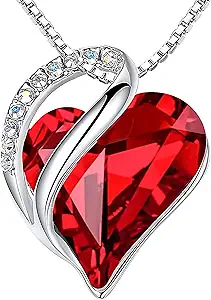 Leafael Gift Necklaces for Women, Infinity Love Heart Pendant with Birthstone Crystals, Silver Plated 18 plus 2 inch Chain, Birthday Jewelry for Wife
