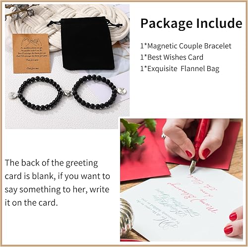 Miniatura 7 de GIEIWIW Magnetic Bracelets for Couples Love Bracelets Distance Natural Beaded Bracelet Valentines Day Gifts