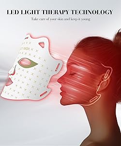 SDKWDH Red Light Mask for Face, 7-1 Colors Facial Care Mask, 850nm Infrared & Red Light Masks, Ergonomic Design for Home & Travel, White