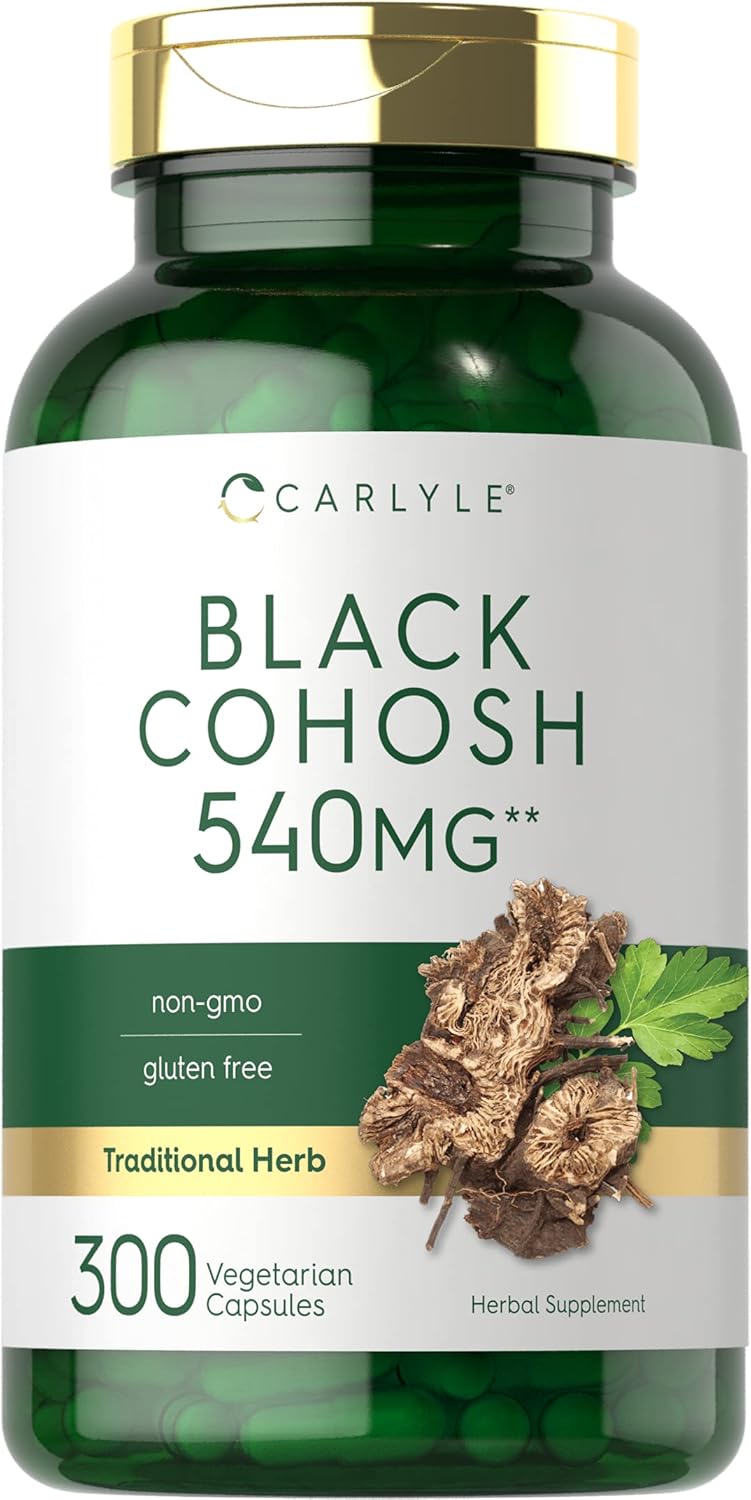 Black Cohosh Capsules | 540mg | 300 Count | Vegetarian, Non-GMO, and Gluten Free Formula | Black Cohosh Root Extract Supplement | by Carlyle : Health & Household