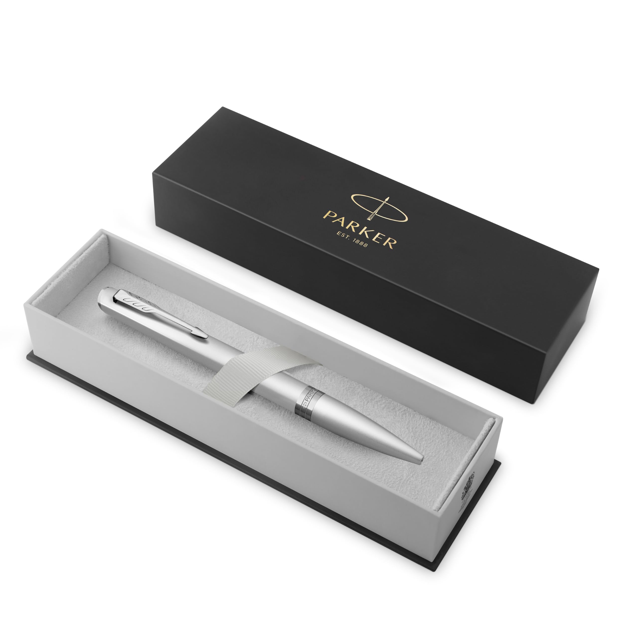 PARKER Meridian Penna a sfera | Vernice cromata con rifiniture cromate | Punta media | Penna da scrittura e Materiali per Cancelleria | Inchiostro blu | Confezione regalo di lusso