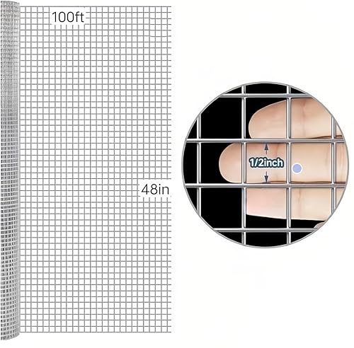 Miniatura 2 de Hardware Cloth 48inx100ft 12 pulgada galvanizado, valla de alambre de pollo conejo serpiente jaula de alambre rollo de malla de alambre, planta de