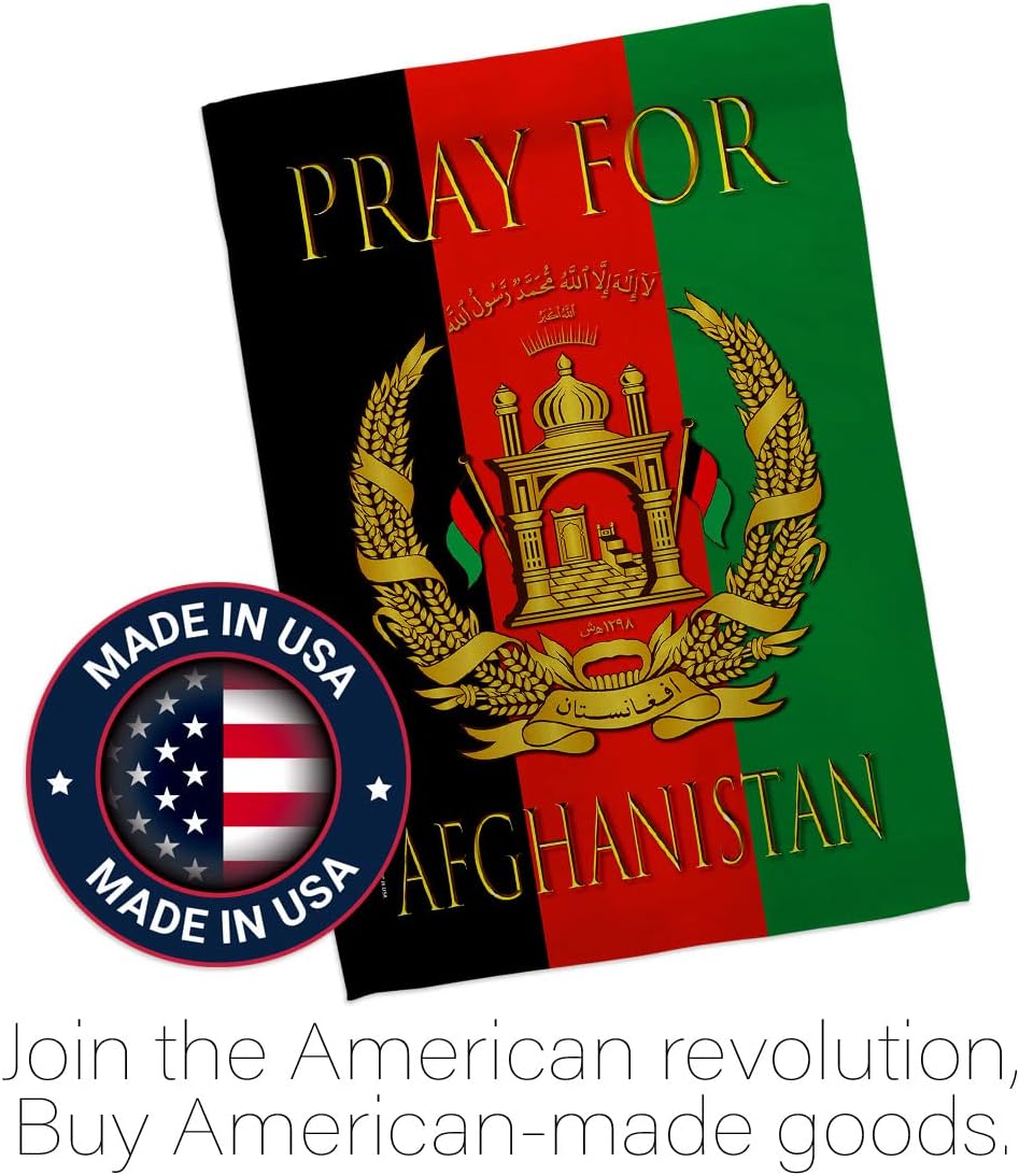Pray for Afghanistan House Flag - Support Stop War Kabul Taliban NATO United States Biden Stand Soldiers - Decoration Banner Small Garden Yard Gift Double-Sided Made in USA 28 X 40