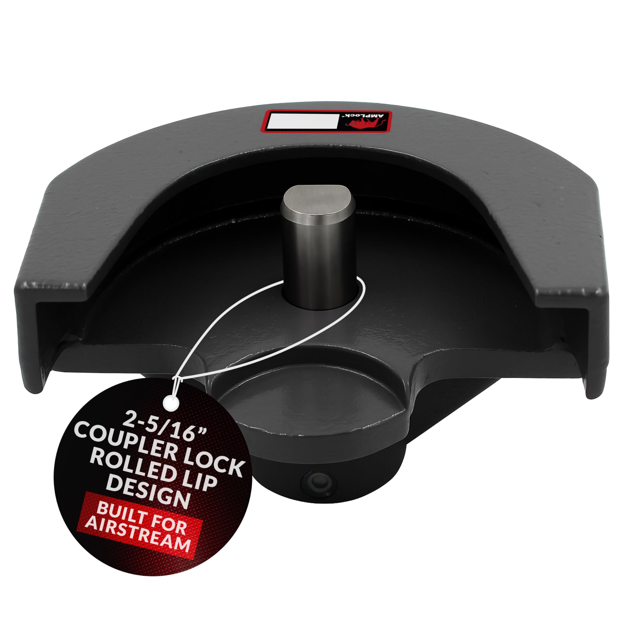 - AMPLock - U-TLS2516G Ball Travel Hitch Coupler Lock - 2-5/16" Rolled Lip Design for Camper, RV-Cargo, Patented Anti Theft Trailer Hitch Locks with Keyed Alike Option,Push and Lock System for AIRSTREAM