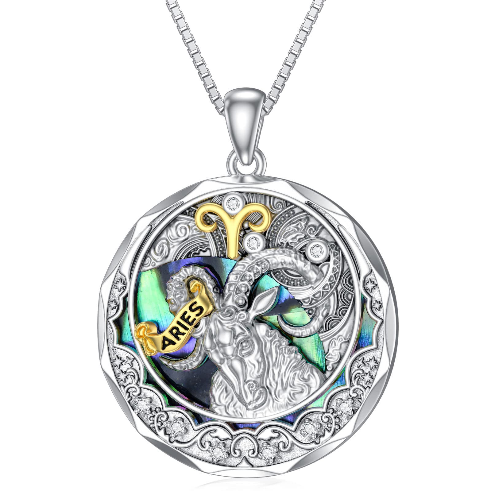 TOUPOPZodiac Necklace s925 Sterling Silver Constellation Pendant Astrology Horoscope Jewelry Birthstone Necklace Abalone Jewelry Birthday Gifts for Women and Girls