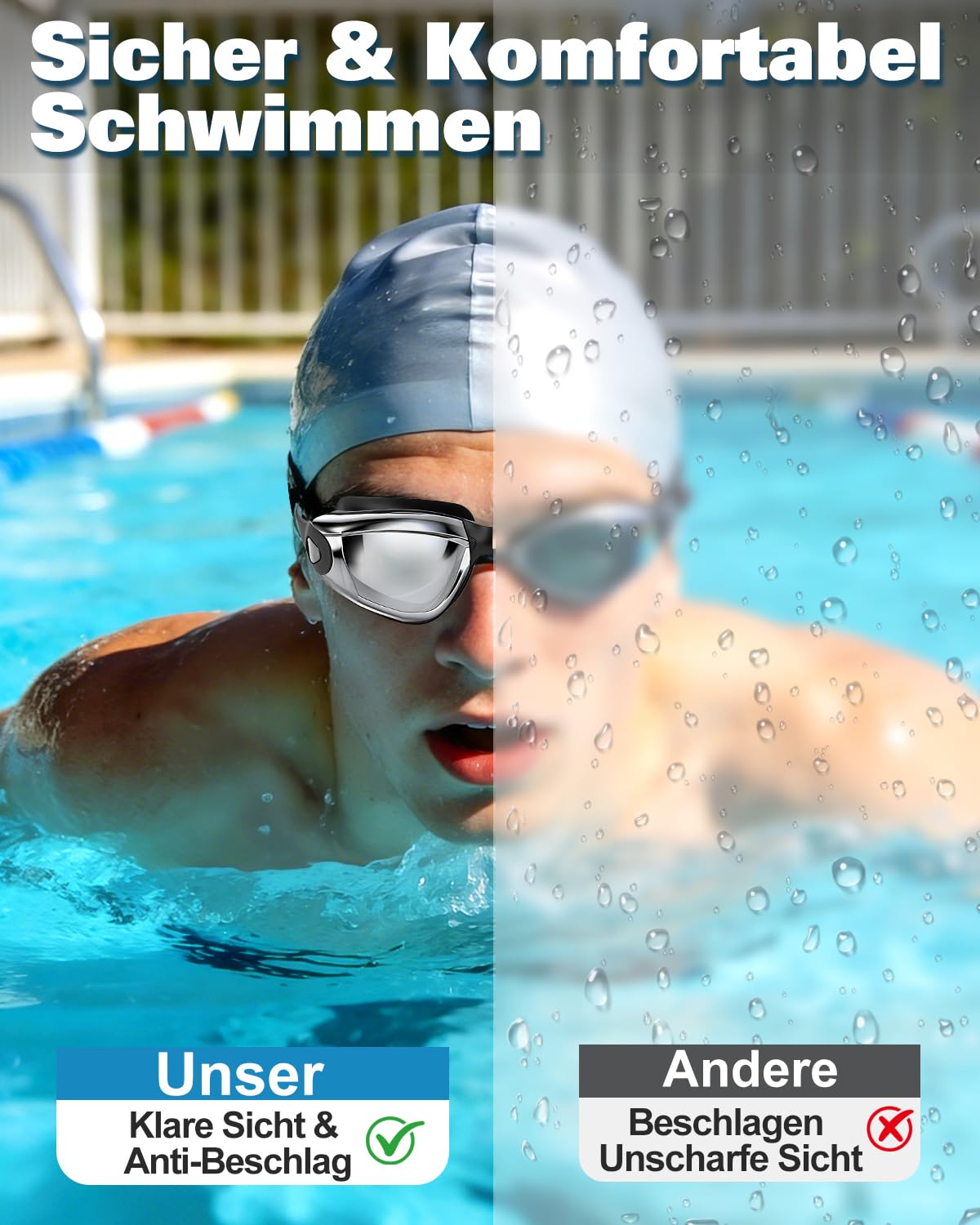 Zerhunt Schwimmbrille für Herren Damen Kinder,Taucherbrille Erwachsene Antibeschlag und UV Schutz,Wassersport Schwimmbrillen Swimming Goggles Geschenke für Männer Frauen Mädchen Jungen 10+