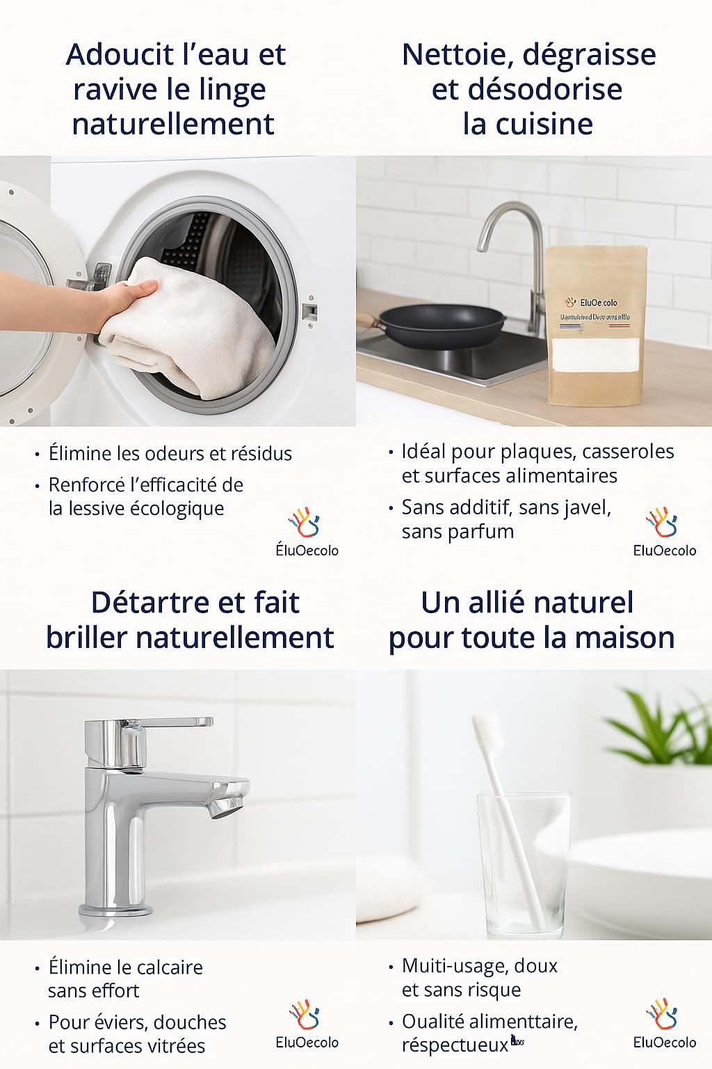 Made in France - Bicarbonate de Soude 6kg EluOecolo - Qualité alimentaire - Tous usages - Maison/Hygiène/Cuisine - Doseur à l'intérieur - Condtionné dans un CAT local
