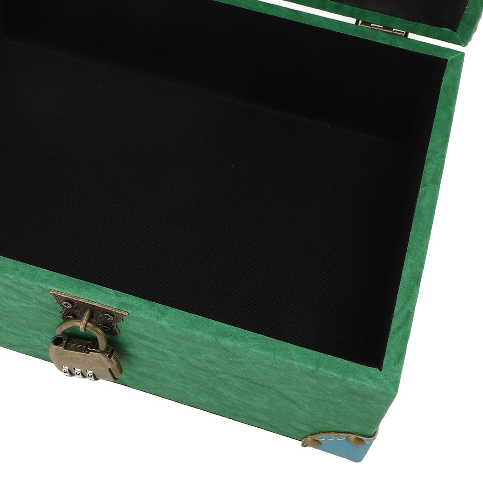 lyrlody Cofre del Tesoro, Caja de Almacenamiento de Recuerdos de Joyas de Cuero y Madera con Cerradura, Caja Cuadrada Hecha a Mano 27 X 20,5 X 11 Cm, para Dormitorio, Sala de Estar, Oficina, Estudio