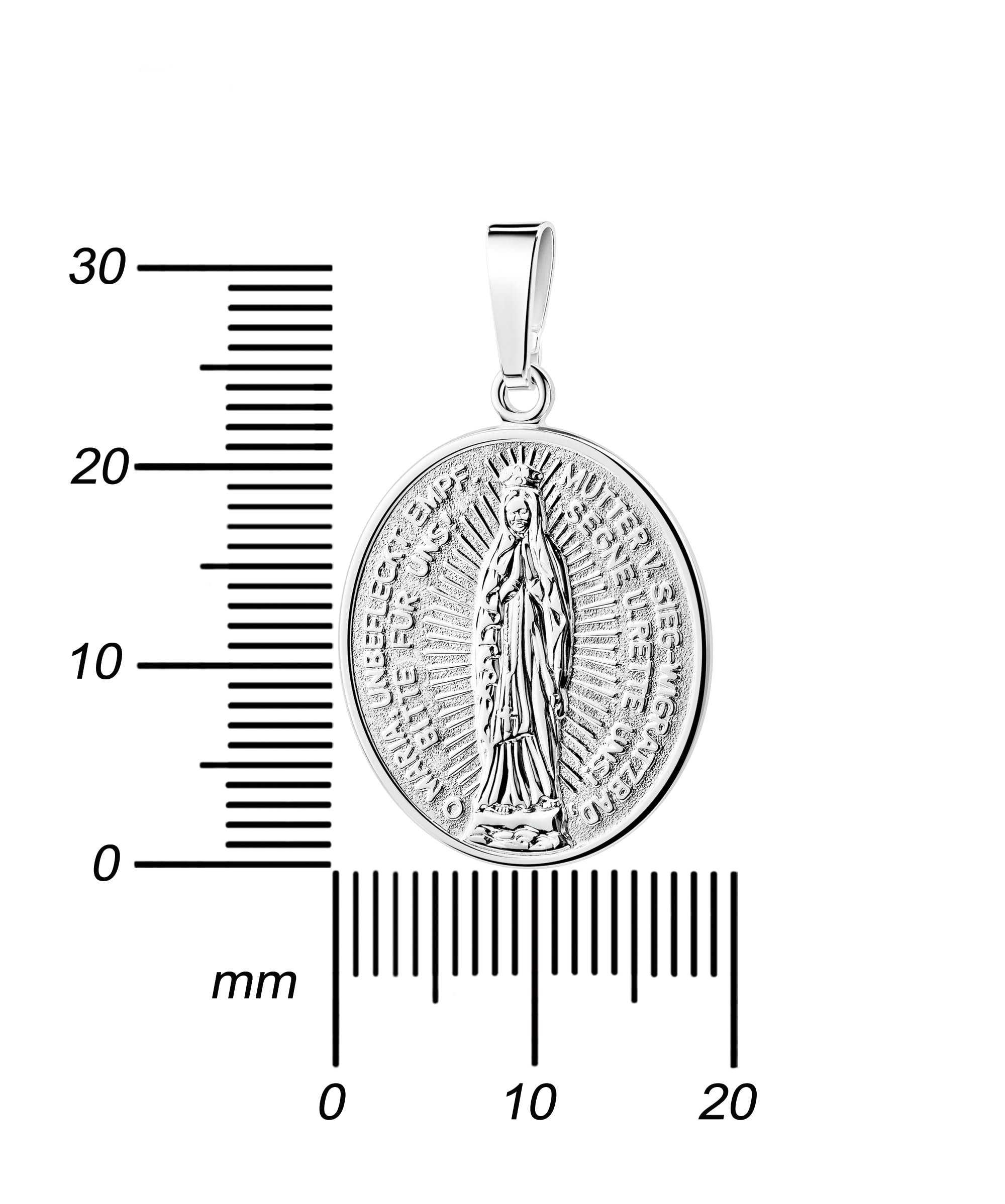 Madonna Milagrosa Anhänger massiv 925 Silber. Wundertätige Medaille mit Halskette oder ohne Kette wählbar + Schmuck-Etui + Echtheitszertifikat